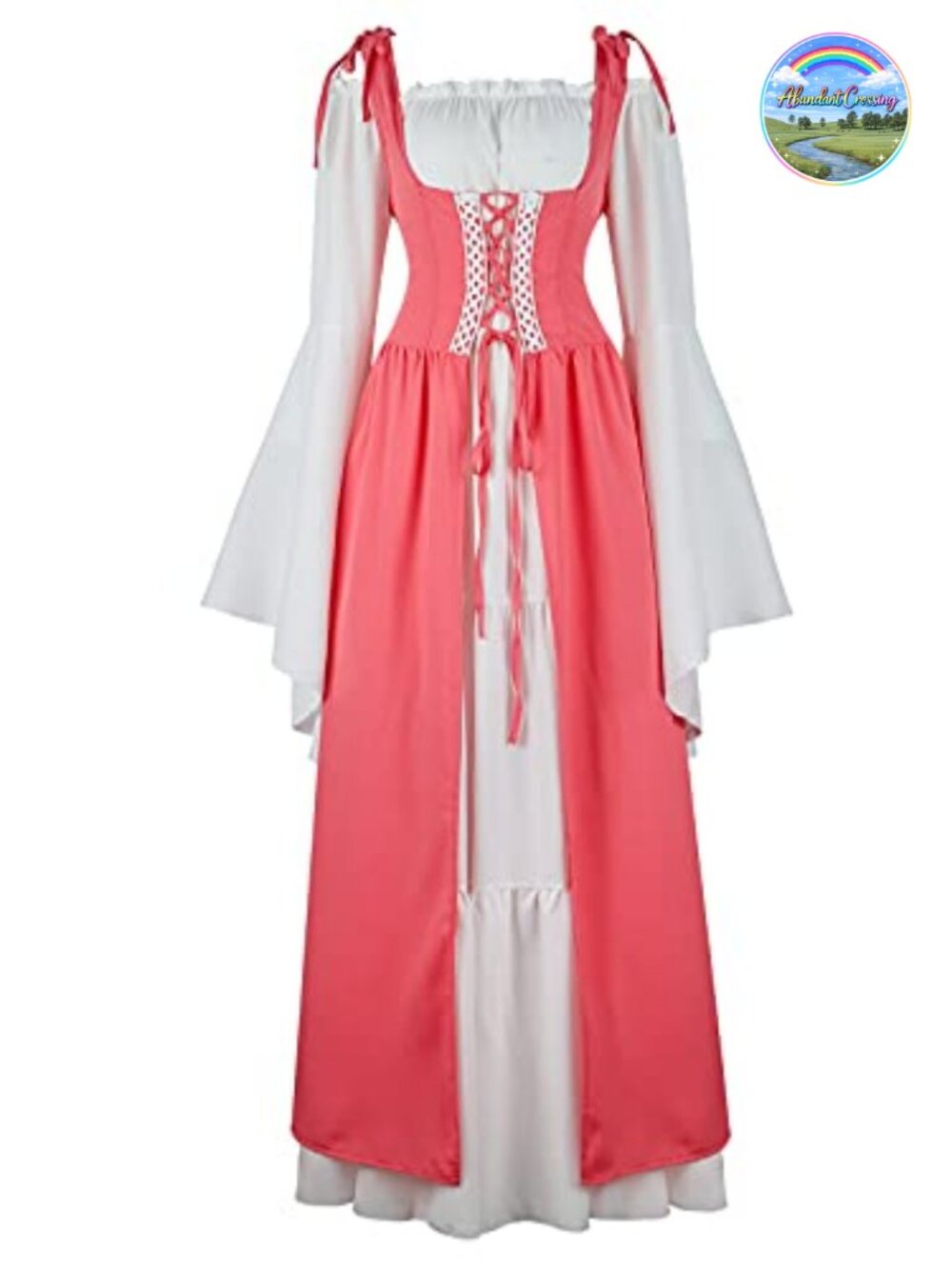 Renaissance Costume Women Flowy Long Sleeve Medieval Dress for Faires